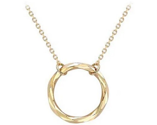 9k Yellow Gold Hlw Ring Necklace 43+3cm