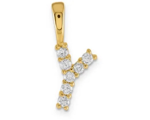 9K YELLOW GOLD 0.07ct F VS LAB DIAMOND INITIAL "Y" PENDANT