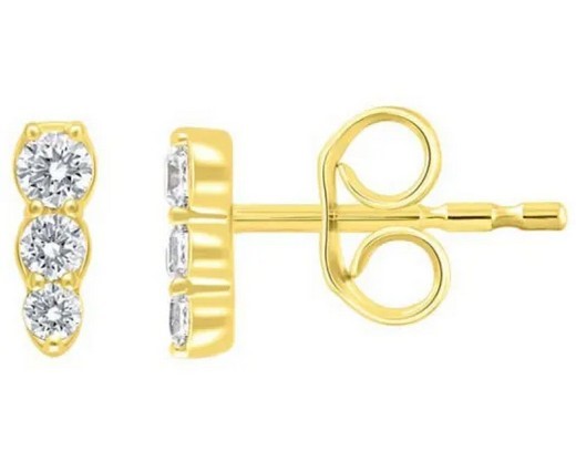 9K YELLOW GOLD 0.16ct F VS LAB DIAMOND STUD EARRING S LGER-61311-016Y
