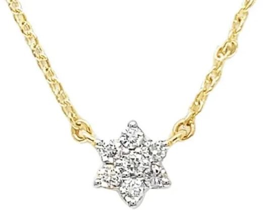 9K YELLOW GOLD 0.09ct HI SI DIAMOND FLOWER NECKLACE 40-45cm