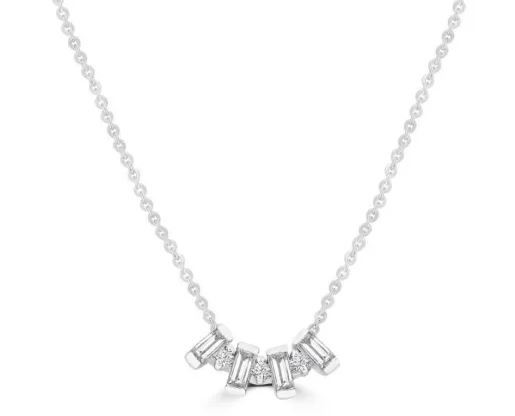 9K WHITE GOLD 0.10ct HI I1 DIAMOND NECKLACE 40+5cm