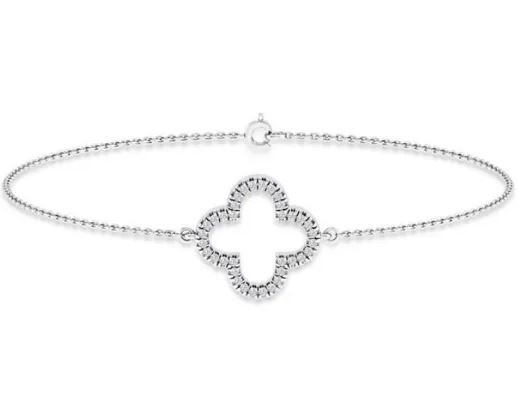 9K WHITE GOLD 0.10ct HI I1 DIAMOND Braceleted 18.5cm