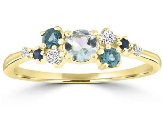 9K Yellow Gold 0.08CT HI I1 DIAMOND TOPAZ RING