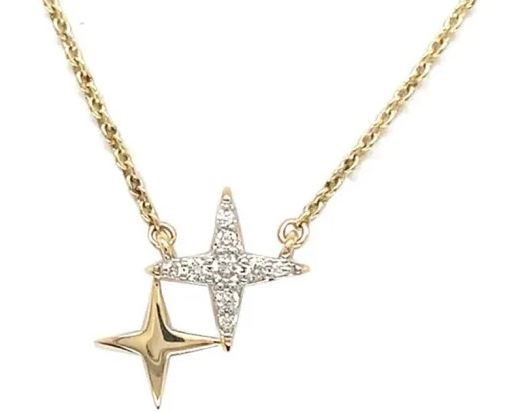 9K YELLOW GOLD 0.06ct HI SI DIAMOND STAR NECKLACE 40-45cm