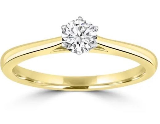 9K Yellow GOLD 0.33CT HI I1 DIAMOND RING