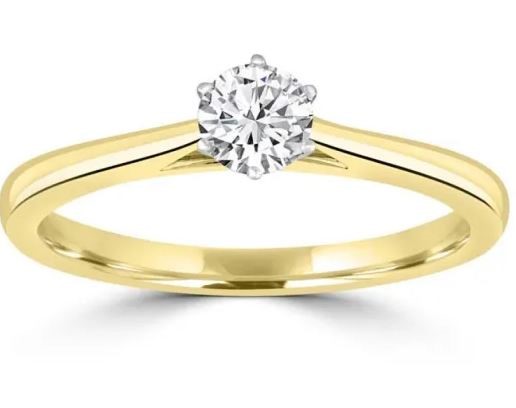 9K Yellow GOLD 0.33CT HI I1 DIAMOND RING