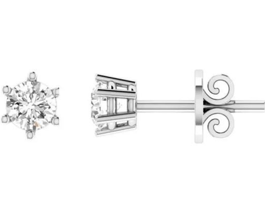 18K WHITE GOLD 0.50CT GH I1 DIAMOND 6 CLAW STUDS