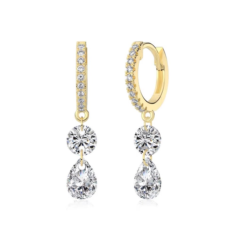 Teardrop 14K Gold Filled 925 Silver Simulated Diamonds Drop Earrings