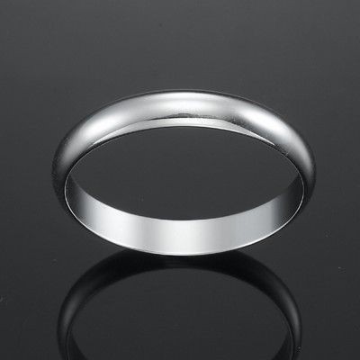 Rhodium Plated Men's Band Ring (4mm) - US Size 11