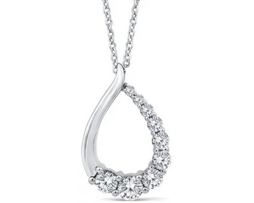 9K WHITE GOLD 0.50ct F VS LAB DIAMOND DROP NECKLACE 40-45cm