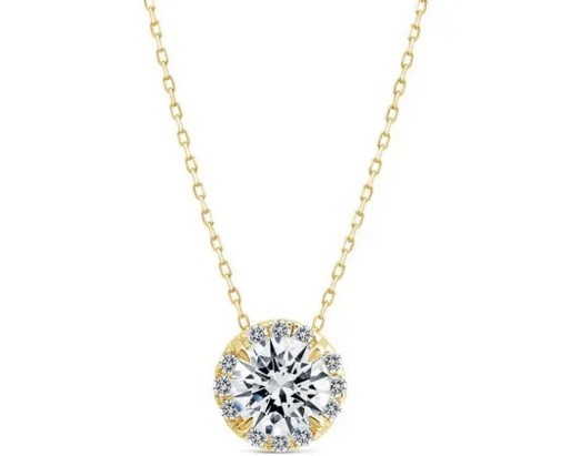 9K YELLOW GOLD 0.53ct F VS LAB DIAMOND ROUND NECKLACE 40-45cm