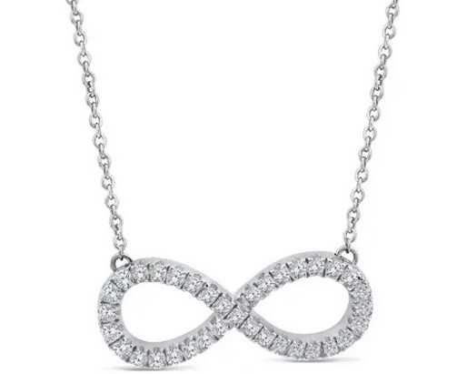 9K WHITE GOLD 0.25ct F VS LAB DIAMOND INFINITY NECKLACE 40-45c