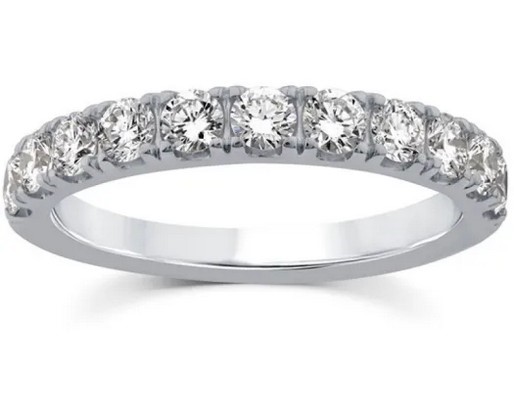 9K WHITE GOLD 1.00ct F VS LAB DIAMOND CLAW SET BAND