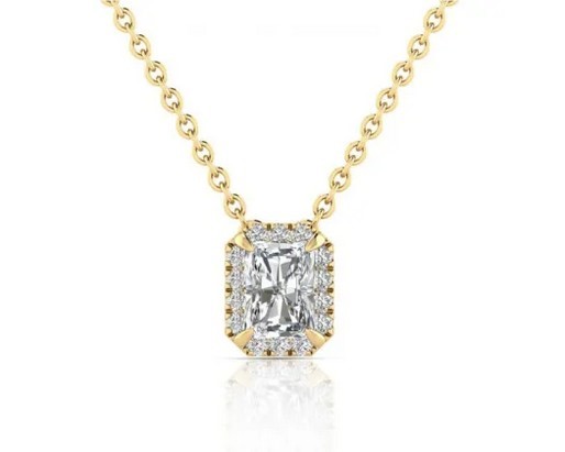 9K YELLOW GOLD 0.55ct F VS LAB DIAMOND RADIANT NECKLACE 40-45cm
