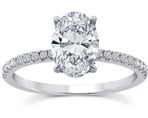 9K WHITE GOLD 1.75ct F VS LAB DIAMOND OVAL CLAW RING