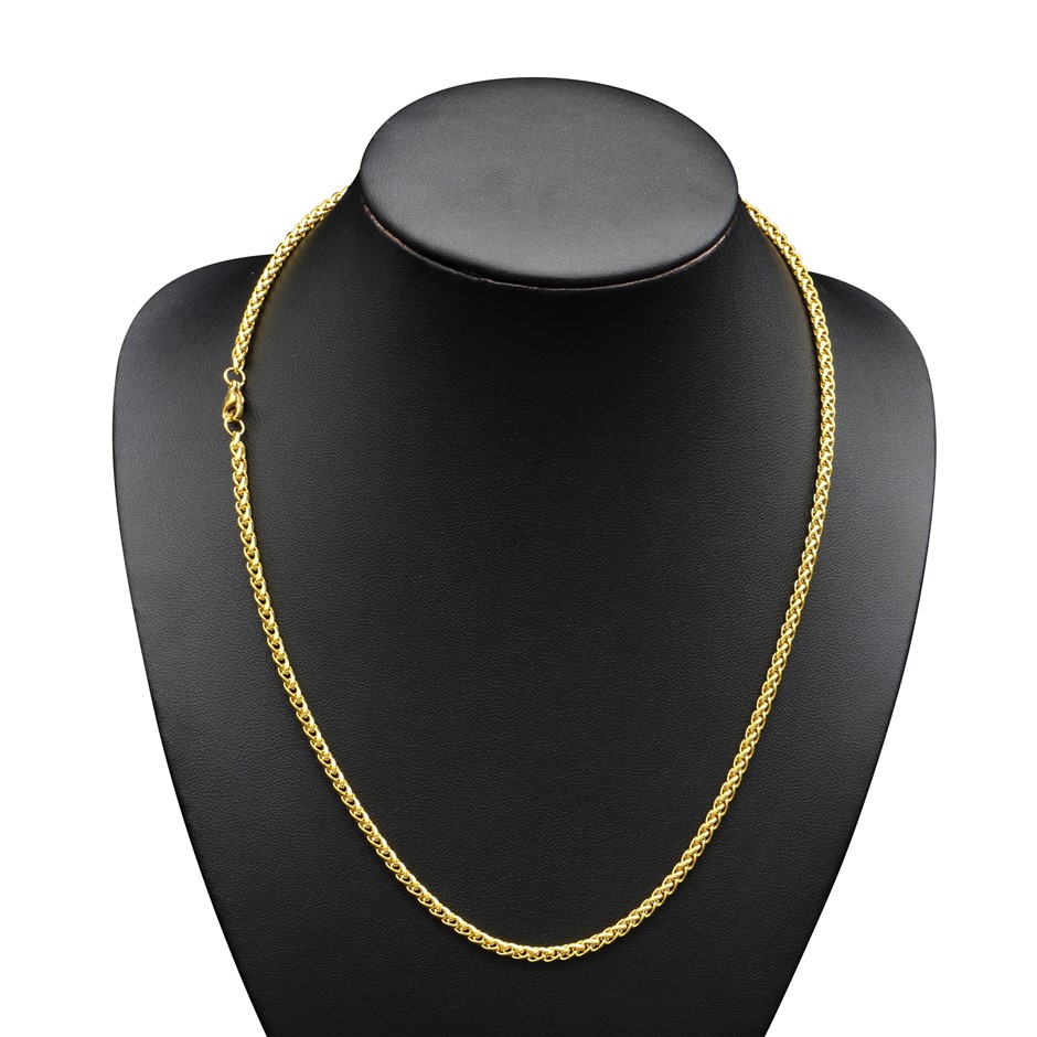 Classic 3mm Wide Stainless Steel Wheat Chain Necklace - 60cm (Yellow)