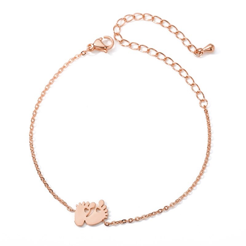 Cute Minimalist Footprints Bracelet in Rose