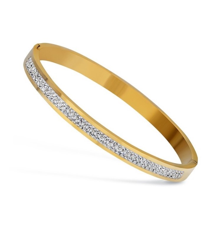 Designer Crystal Eternity Bangle in Gold (small scratch)