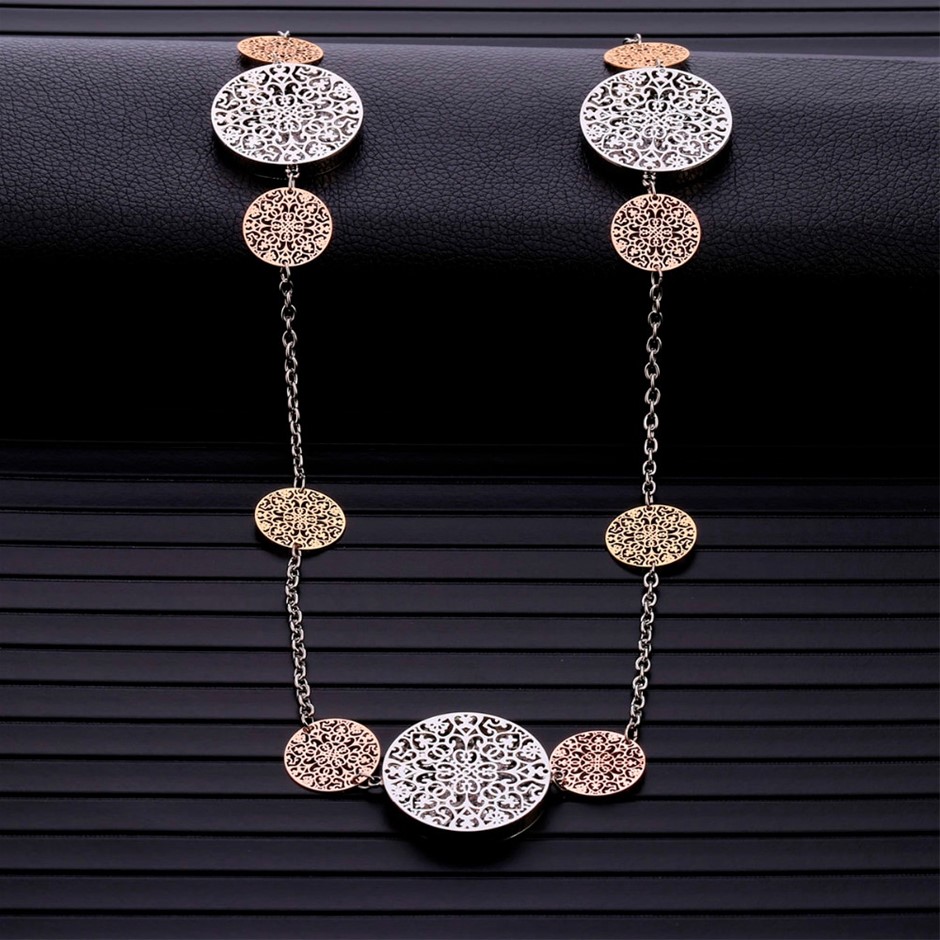 Designer Stainless Steel 3 Tone Circle Necklace