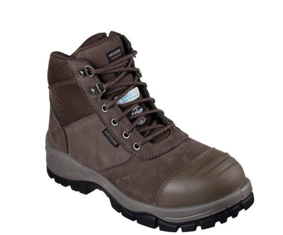 SKECHERS Men's Work Composite Toe Boots, Size US11.5, Brown (Choc), 888028.