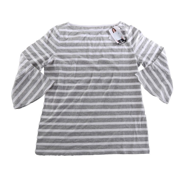 2 x SEG'MENTS Women's Striped Tops w/ 3-Quarter Flare Sleeves, Size S, Grey