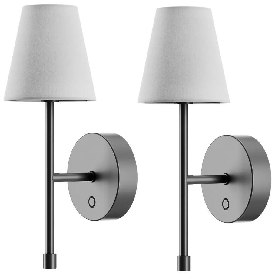 GLOBE 2pk LED Wall Sconce Wireless Light. NB: Missing charging cable.