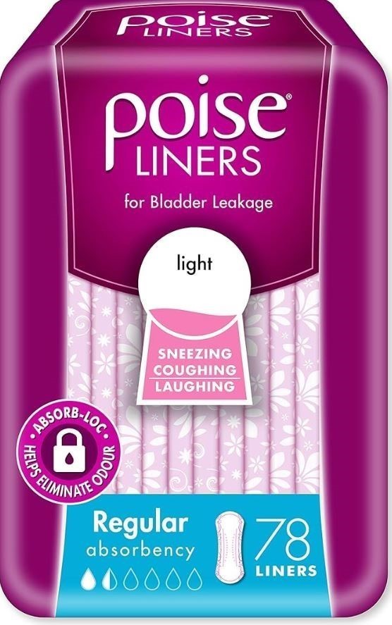 3 x POISE 78pk Liners, Regular Absorbency. N.B. Damaged packaging & approx.