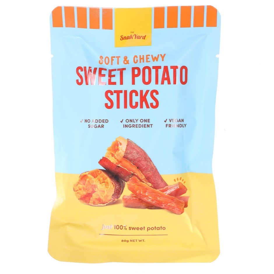 18 x THE SNAK YARD Soft & Chewy Sweet Potato Sticks, Single Serve Packets,