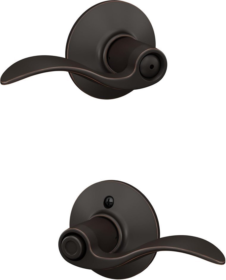 SCHLAGE F40ACC716 Accent Privacy Lever, Aged Bronze.