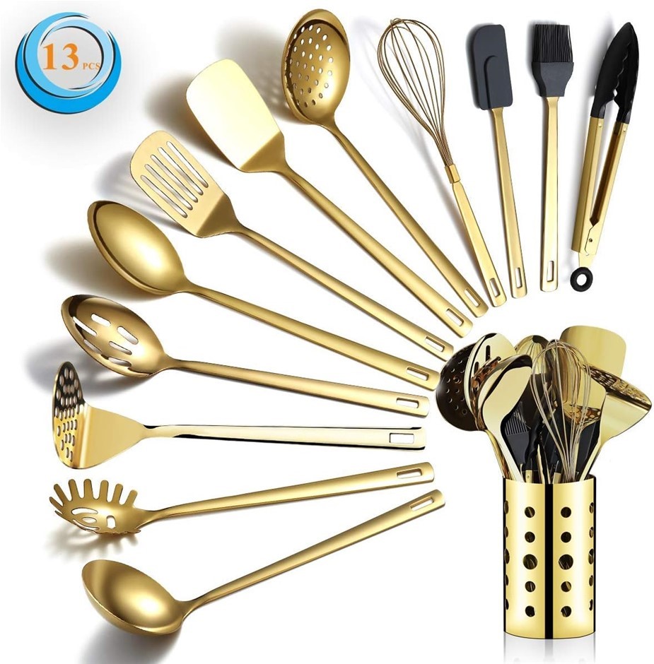 BERGLANDER Cooking Utensils Set with Titanium Plating Stainless Steel, 13 P