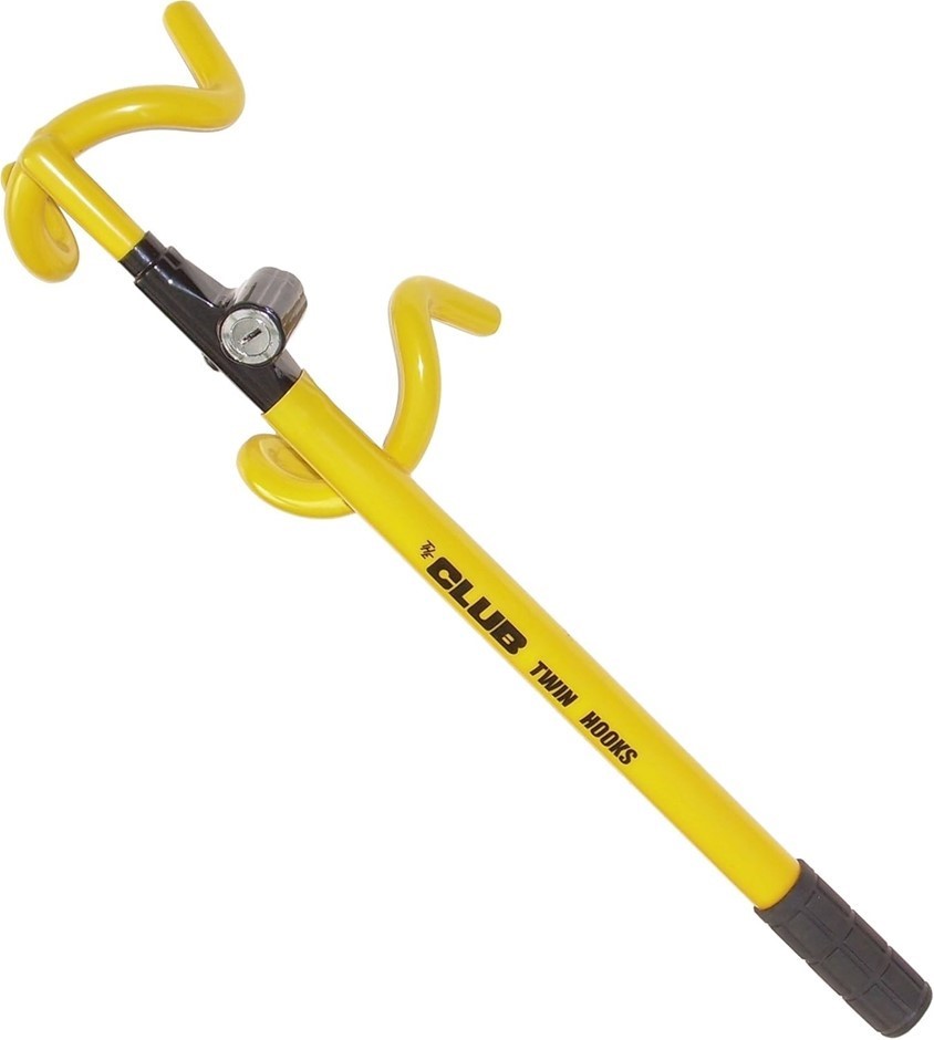 WINNER INTERNATIONAL The Club 3000 Twin Hooks Steering Wheel Lock, Yellow.