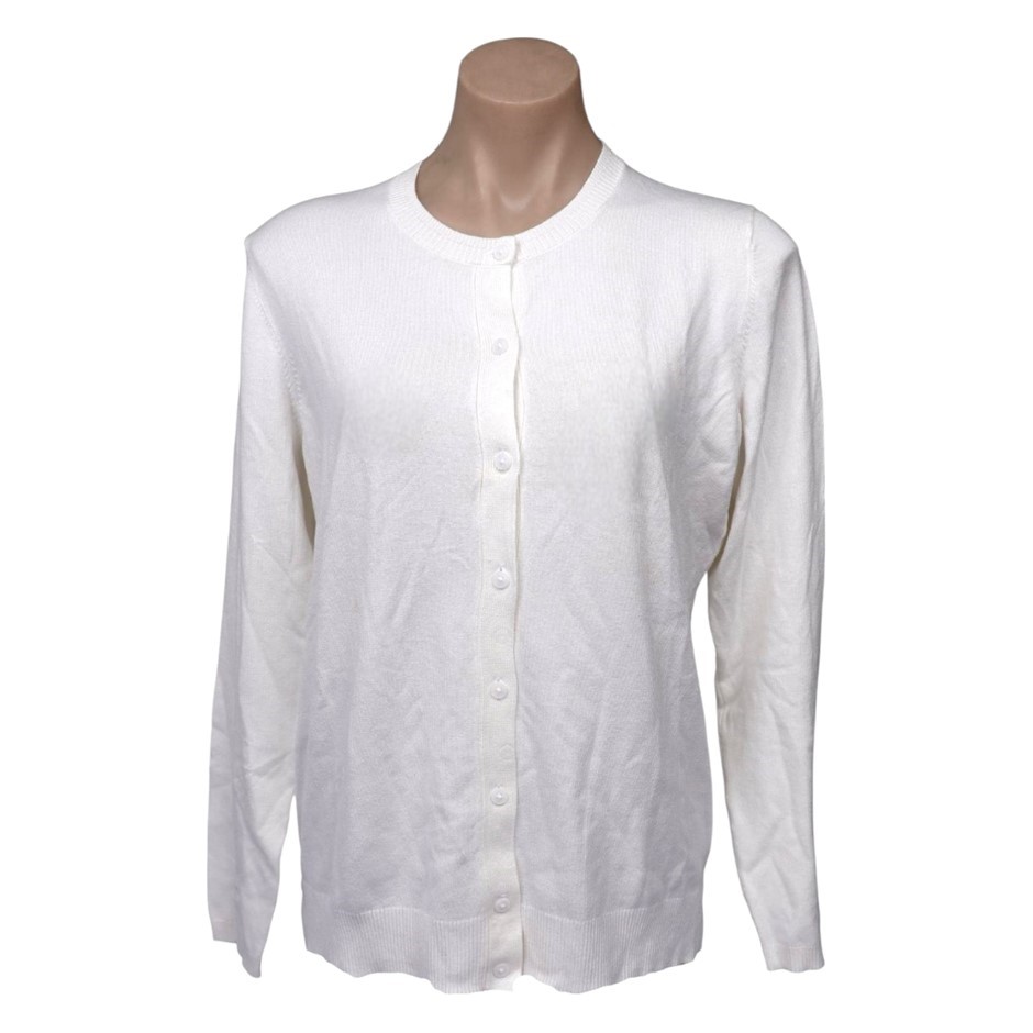 TOMMY HILFIGER Women's Cardigan, Size L, 75% Viscose, 112 Ivory (IVY).