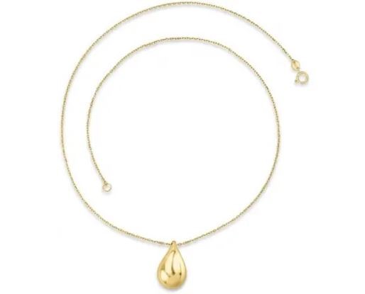 9K YELLOW GOLD BOLD HOLLOW DROP NECKLACE 40-45cm