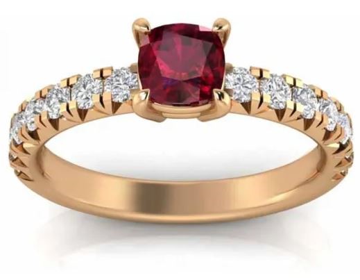 EXC 18K ROSE GOLD 0.50ct HI I1 DIAMOND RUBY RING