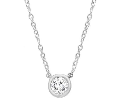 9K WHITE GOLD 0.15ct F VS ROUND LAB DIAMOND NECKLACE 40-45cm