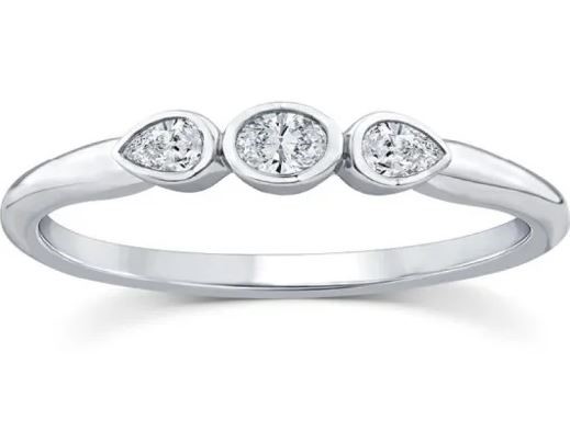 9K WHITE GOLD 0.12ct F VS LAB DIAMOND TRIPLE BEZEL RING
