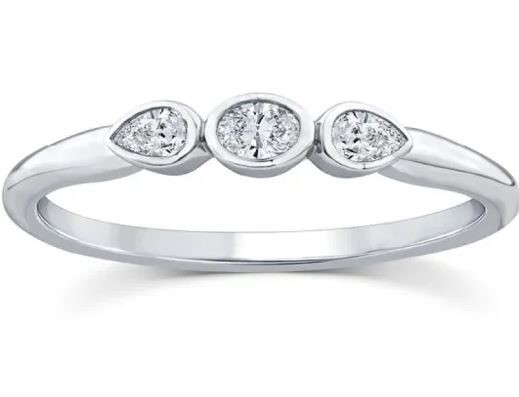 9K WHITE GOLD 0.12ct F VS LAB DIAMOND TRIPLE BEZEL RING