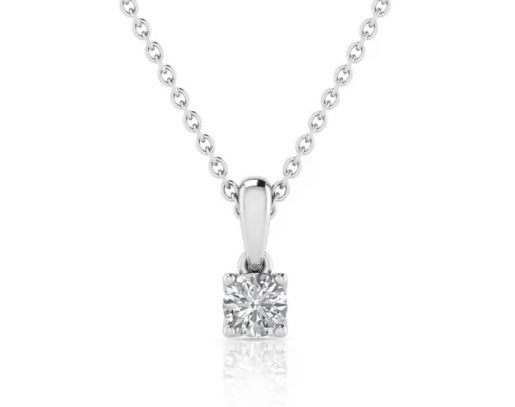 9K WHITE GOLD 0.25ct F VS LAB DIAMOND ROUND NECKLACE 40-45cm