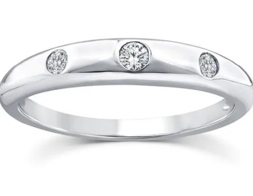 9K WHITE GOLD 0.10ct F VS LAB DIAMOND 3 STONE RING