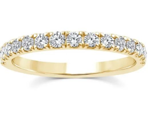 9K YELLOW GOLD 0.50ct F VS LAB DIAMOND CLAW SET BAND