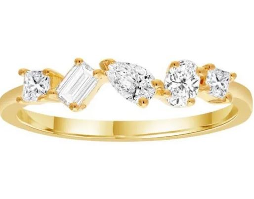 9K YELLOW GOLD 0.45ct F VS MULTI SHAPE LAB DIAMOND RING