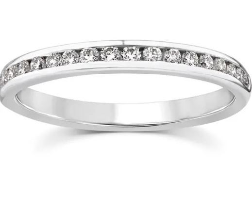 9K WHITE GOLD 0.25ct F VS LAB DIAMOND CHANNEL SET BAND