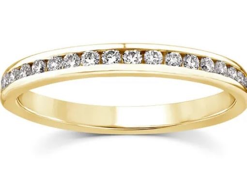 9K YELLOW GOLD 0.25ct F VS LAB DIAMOND CHANNEL SET BAND