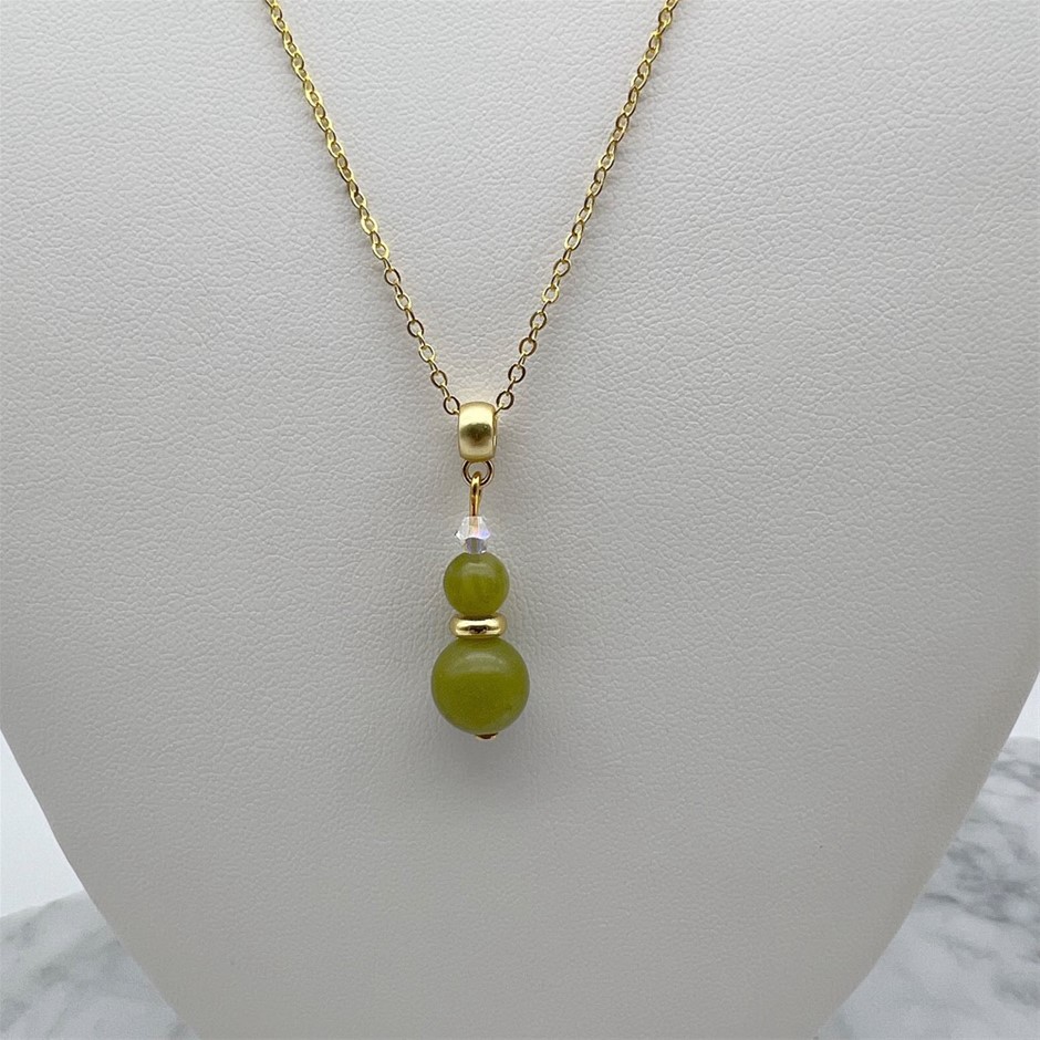 Peridot & Swarovski Austrian Crystal Gold Plated Pendant Necklace