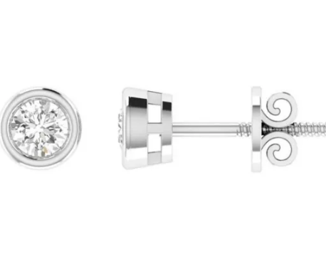 18K WHITE GOLD 0.50CT GH I1 DIAMOND BEZEL SET EARRINGS