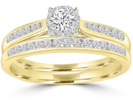 9K Yellow GOLD 0.50CT HI I1 DIAMOND BRIDAL SET
