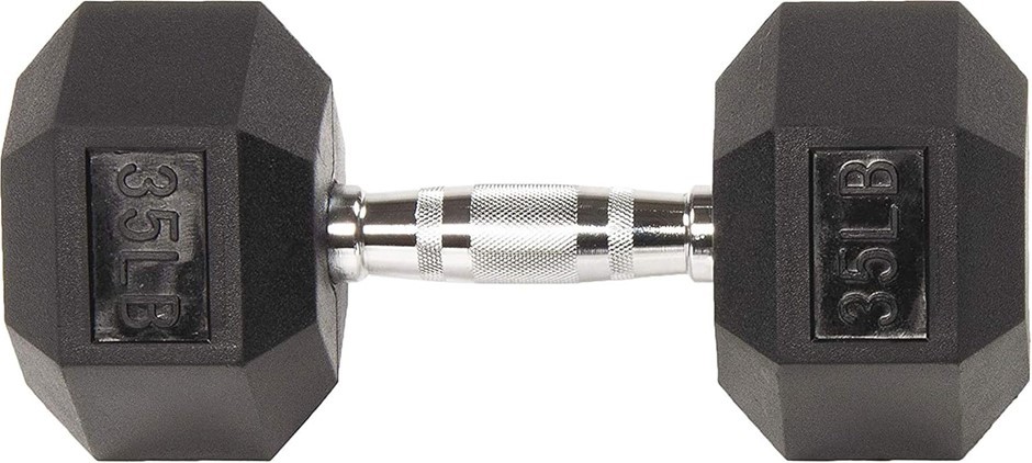 BALANCEFROM Rubber Encased Hex Dumbbell in 35 Pound, Single