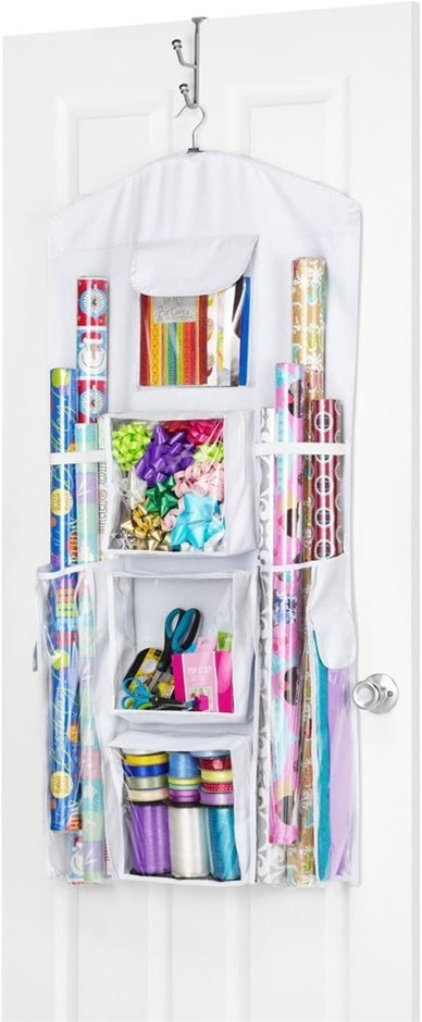 WHITMOR Gift Wrap Organizer, 59.1x118.7cm, White/Clear.