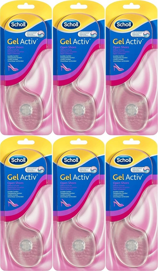 6 x SCHOLL GelActiv Insoles For Open Shoes, Sizes AU 4-8.