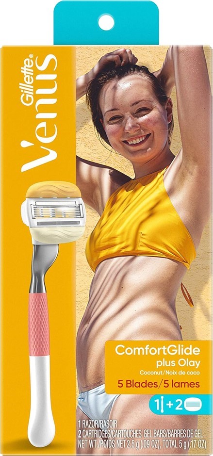 GILLETTE VENUS ComfortGlide Plus Olay Razor Set, Incl: 1x Razor & 2x Cartri